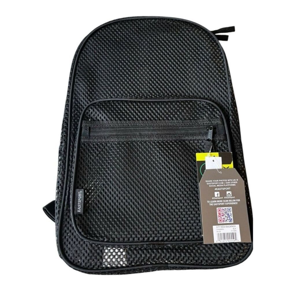 Black Mesh Backpack 16 1/2 Inch NWT School Adjustable Straps Eastsport